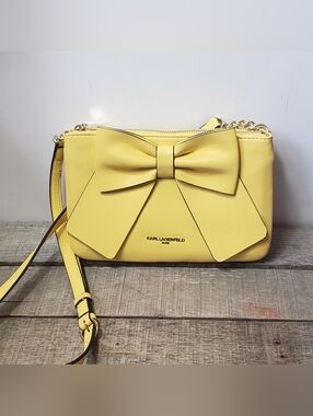 KARL LAGERFELD PARIS Kris Yellow Bow Crossbody  Bag
